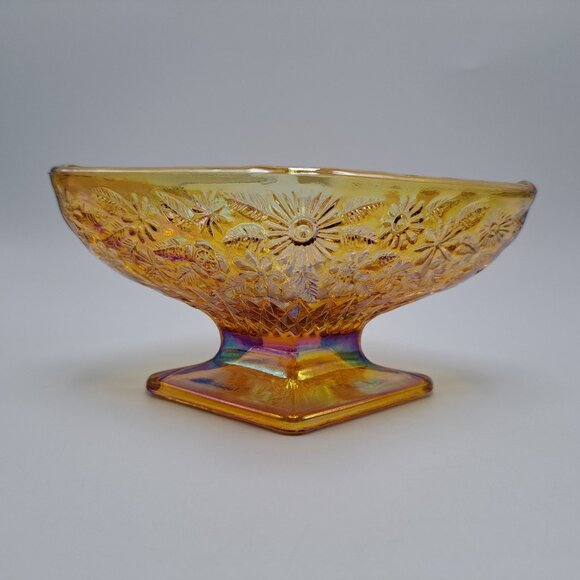 Vintage Indiana Glass Marigold Carnival Glass Pedestal Candy Dish - Picture 4 of 10